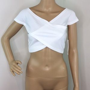 Tobi White Criss Cross Crop Top